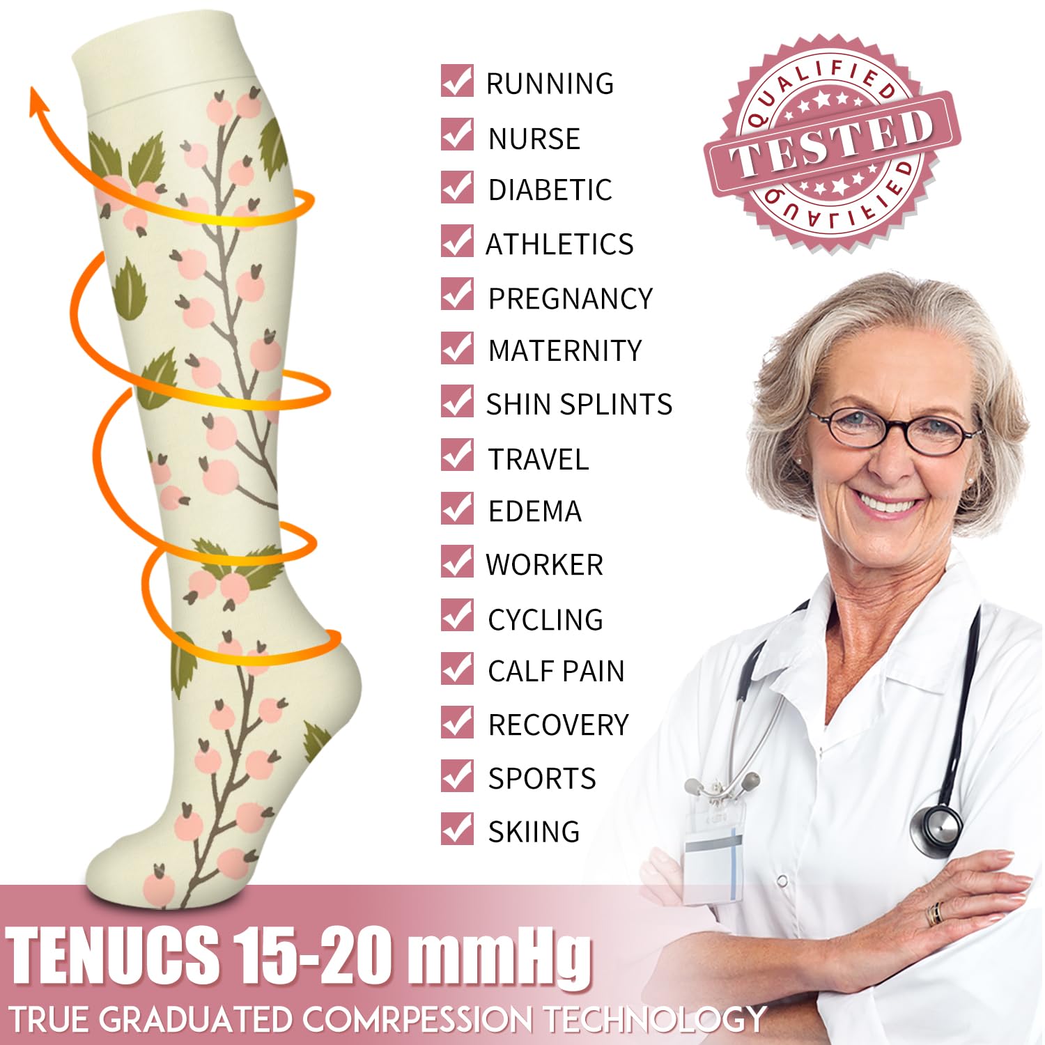 Best Compression Socks for Women & Men - 6 Pairs Medical Grade Support for Nurses, Running, Hiking, Travel & Recovery - Improve Circulation & Reduce Swelling for Long Flights, Workouts & Daily Wear