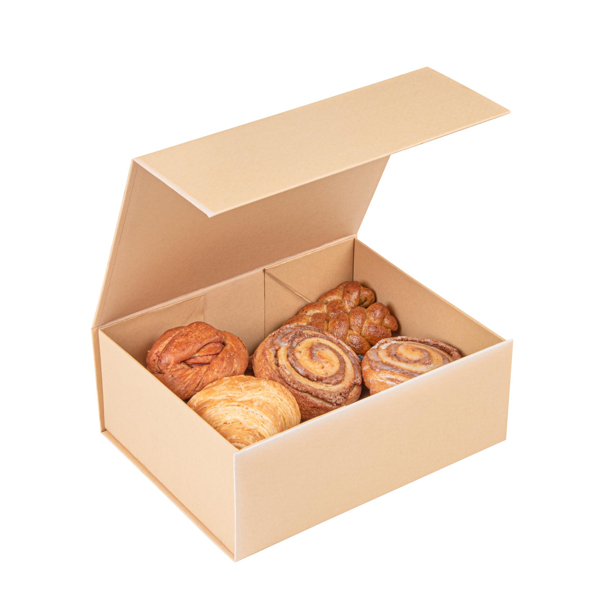 Restaurantware 10.5 x 8 x 4 Inch Magnetic Gift Boxes - Set of 10 Collapsible Kraft Paper Luxury Storage Boxes with Built-In Lid | Food Safe & Grease-Resistant | Perfect for Groomsman Gifts, Bridesmaid Proposals, Wedding Favors & Party Decorations