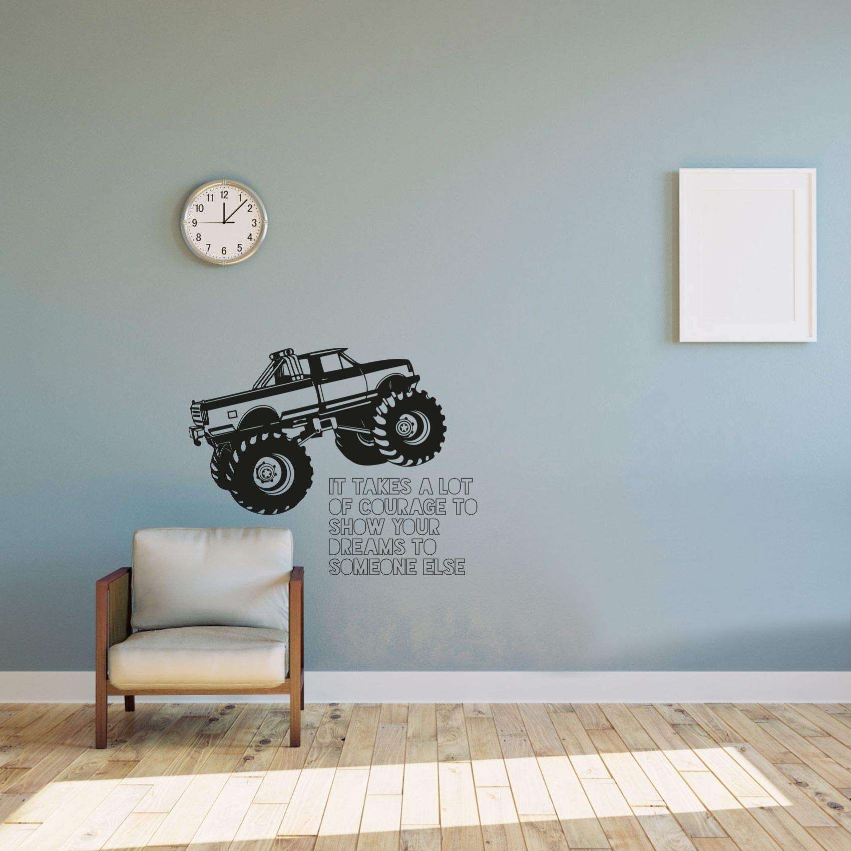 Monster Truck Toy Car Wall Decal - 40x40 Inch Vinyl Sticker Art for Kids Room, Bedroom, Nursery & Kindergarten - Fun Home Decor with Inspirational Quotes - Perfect for Boys & Girls Room Decor