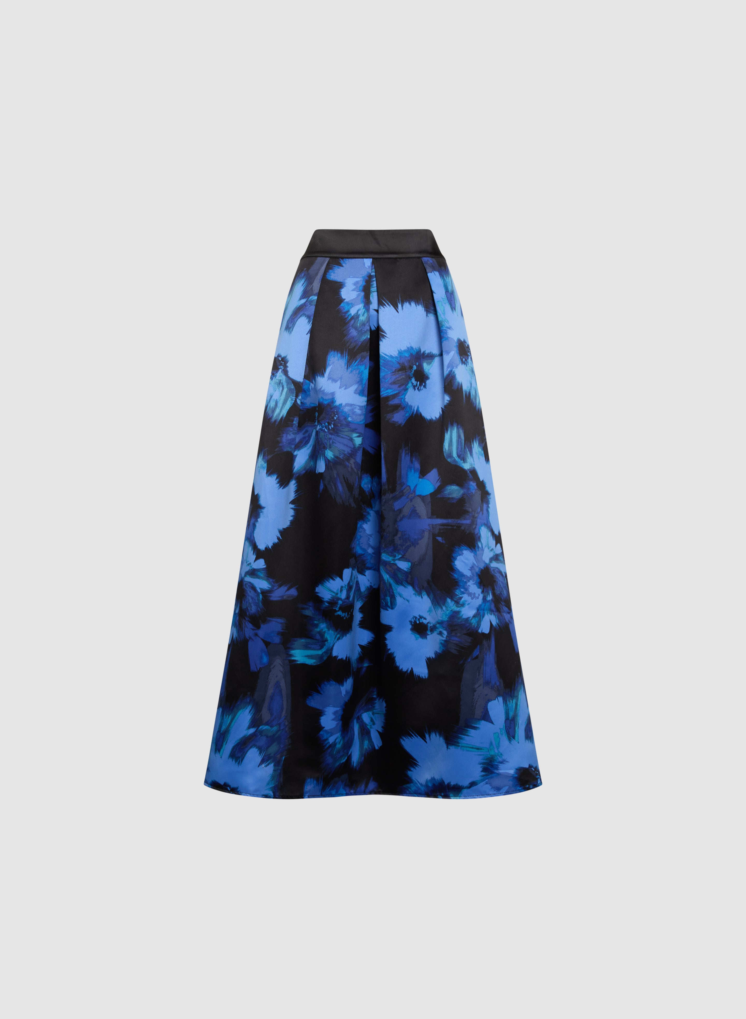 Floral Box Pleat Maxi Skirt for Women - Elegant Flowy Long Skirt with Elastic Waistband, Perfect for Summer, Beach, Vacations and Boho Style Outfits