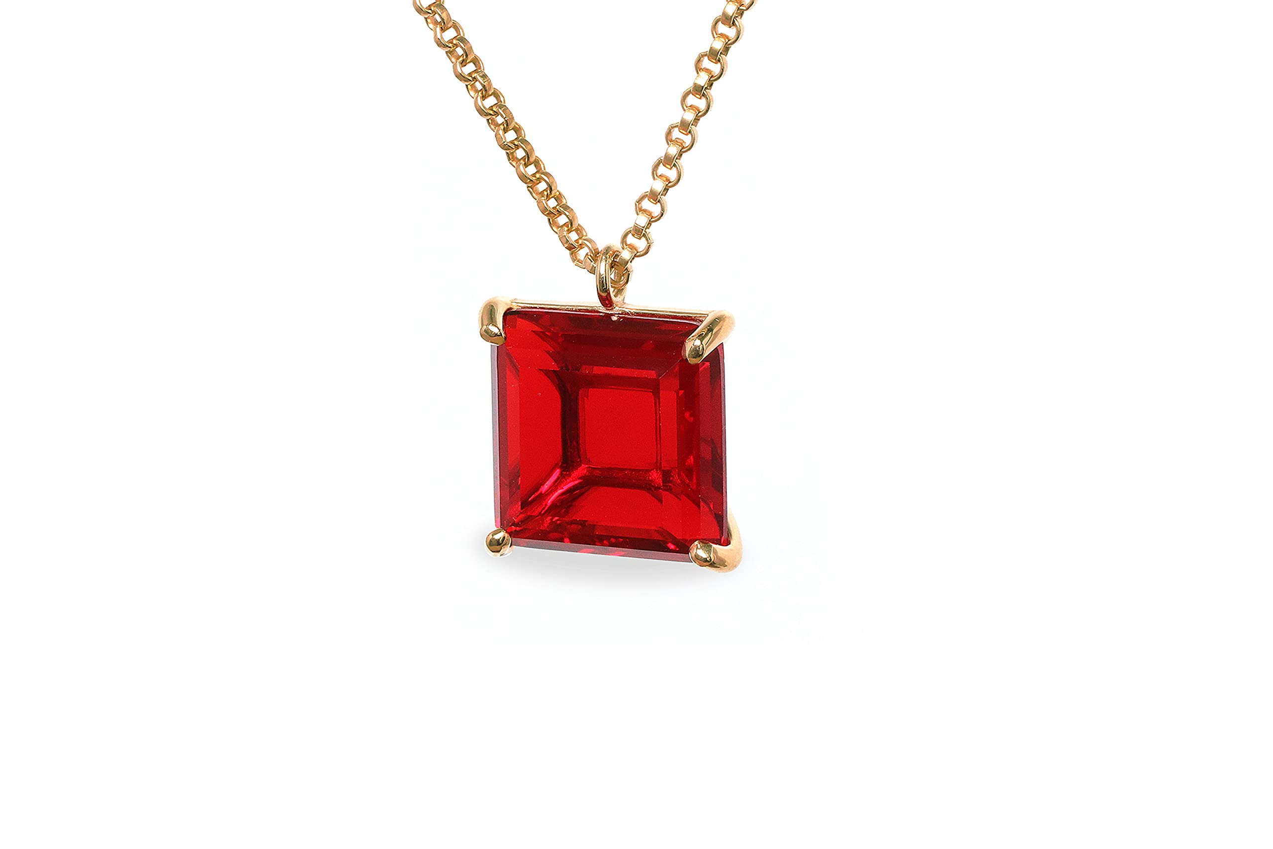 16MM Ruby Necklace for Women - Handmade Silver Birthstone Jewelry for Layering & Gifting