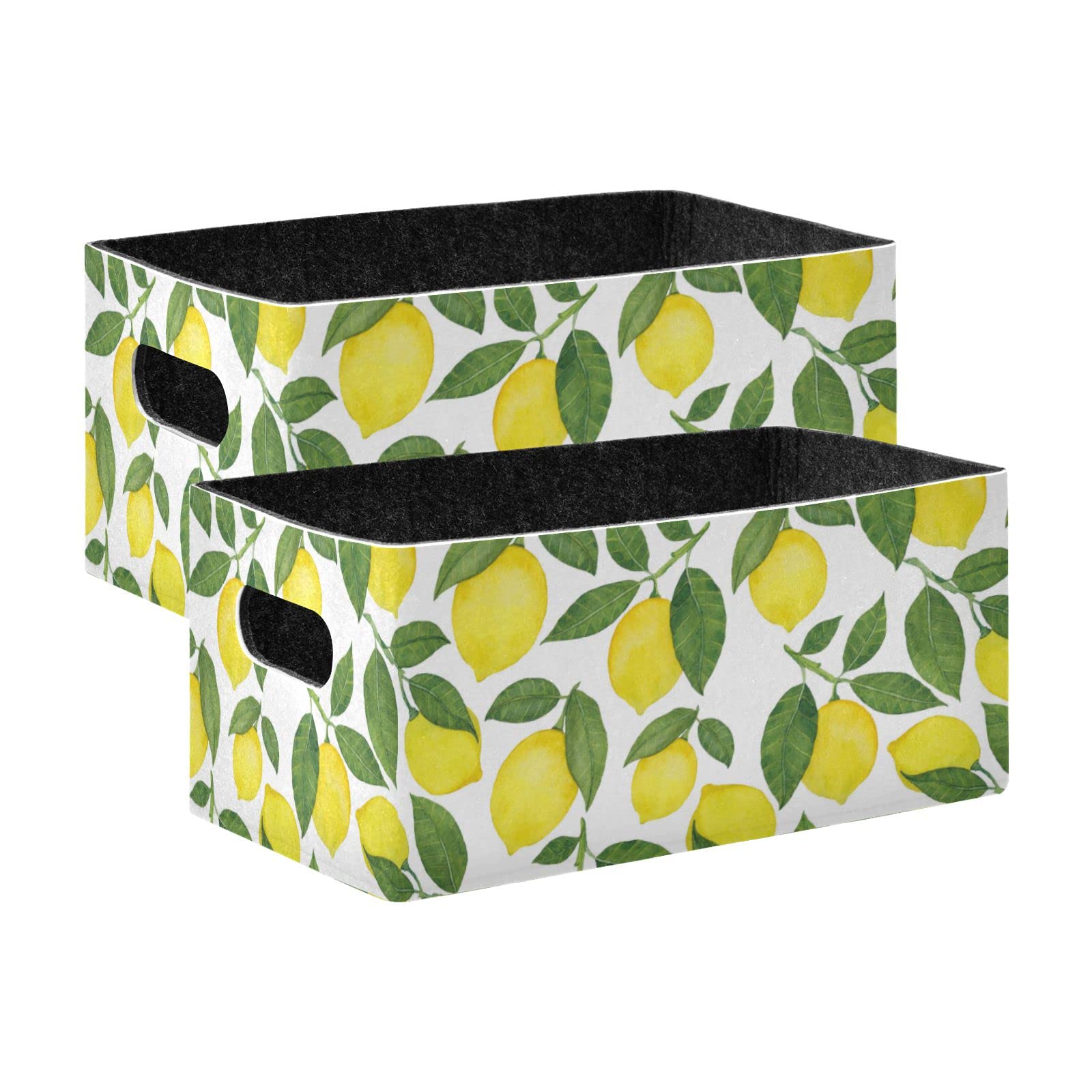 SHJI 2-Pack Collapsible Storage Baskets - Foldable Felt Organizer for Lemons, Fruits, Clothes & Toys | Perfect for Shelves, Closet, Nursery & Home Organization