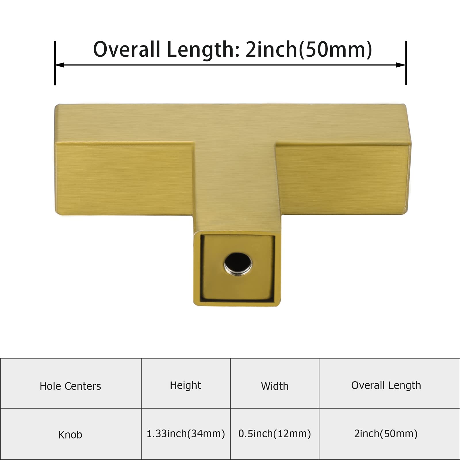 50 Pack Brushed Brass Square Dresser Knobs - Gold Cabinet Hardware for Kitchen, Bathroom, Closet & Cupboard - Perfect for Home Renovation & Furniture Upgrade