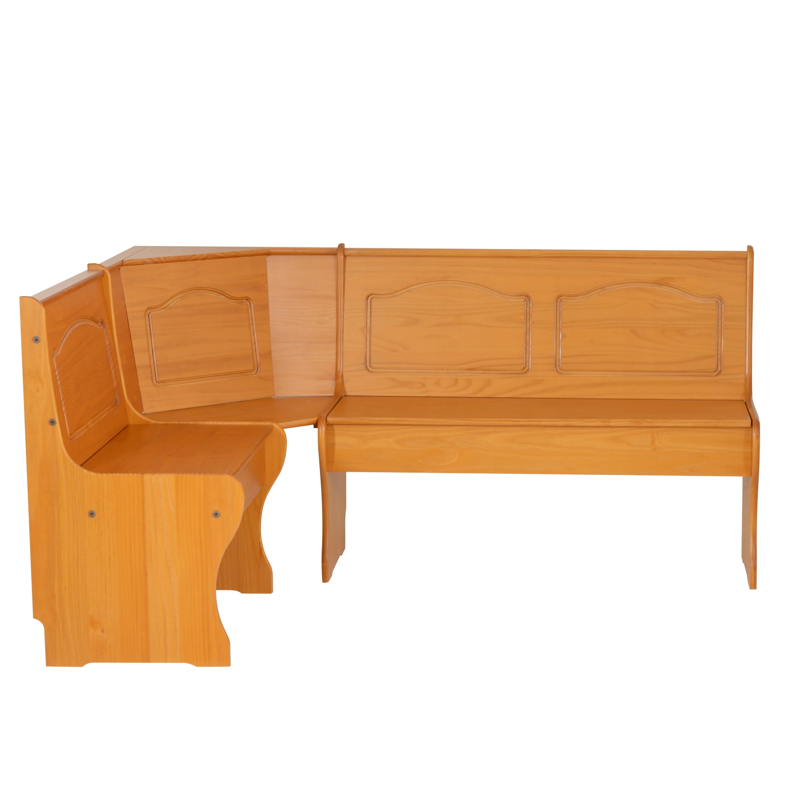 Linon Chelsea Kitchen-Nook Corner Unit in Natural Finish - Space-Saving Dining Set for Small Kitchens & Breakfast Nooks