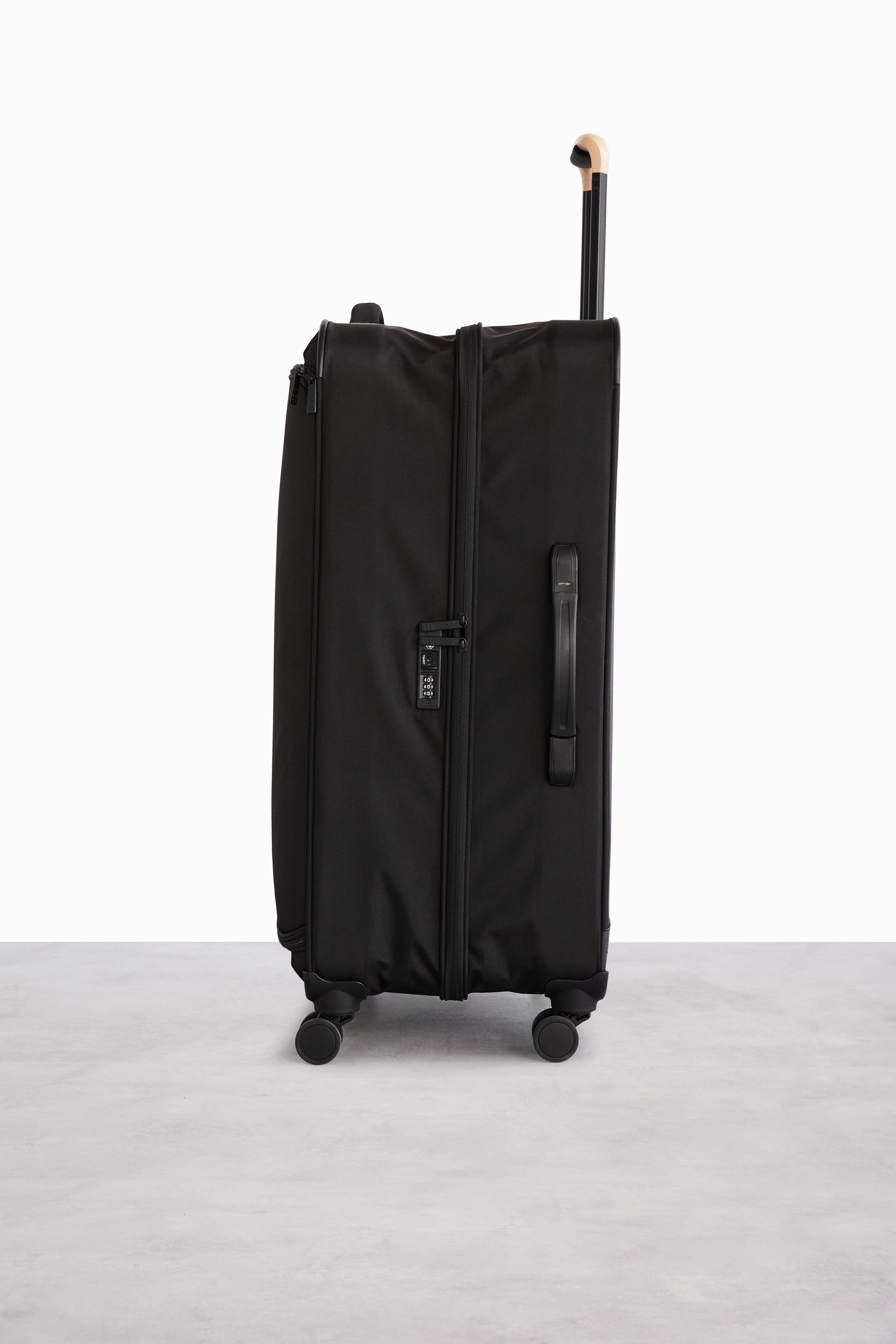 Soft Sided Collapsible Check In Roller Luggage - Black Expandable Carry On Suitcase for Travel, Business Trips & Weekend Getaways