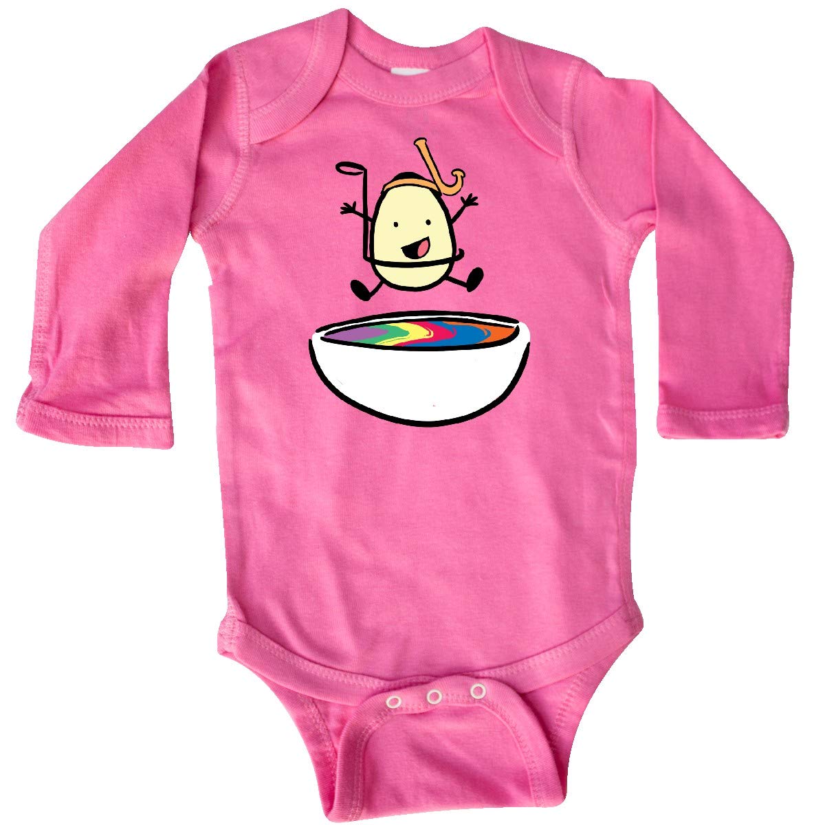 Easter Egg Jumping Into The Dye with Snorkel Long Sleeve Baby Bodysuit - Cute Easter Outfit for Infants & Toddlers - Perfect for Easter Photos, Family Gatherings & Spring Celebrations