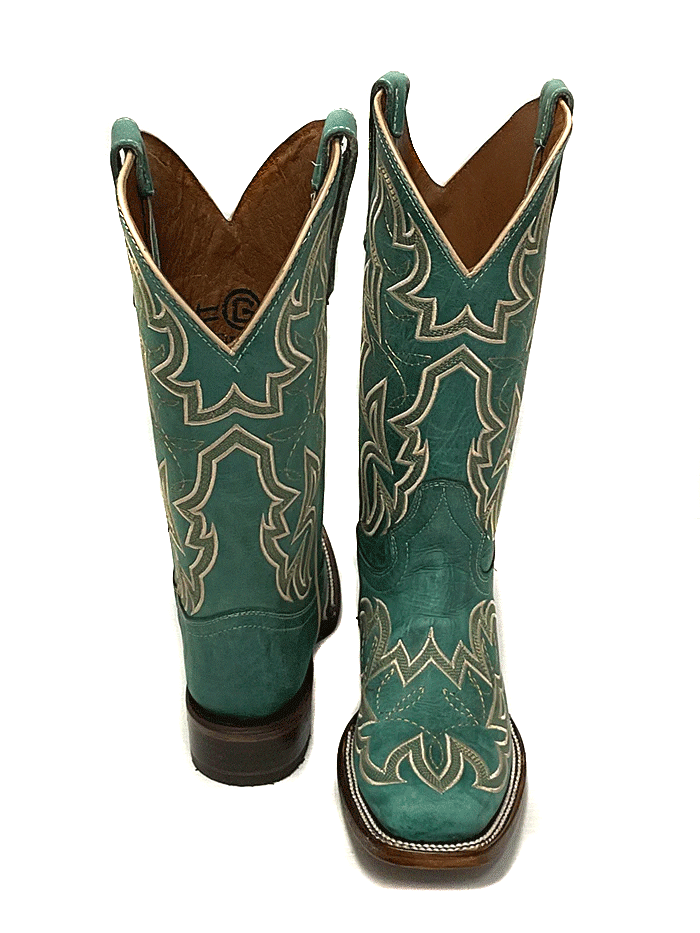 Circle G L5880 Women's Western Boots - Turquoise Embroidery Square Toe Cowgirl Boots for Country Dancing & Rodeo Events