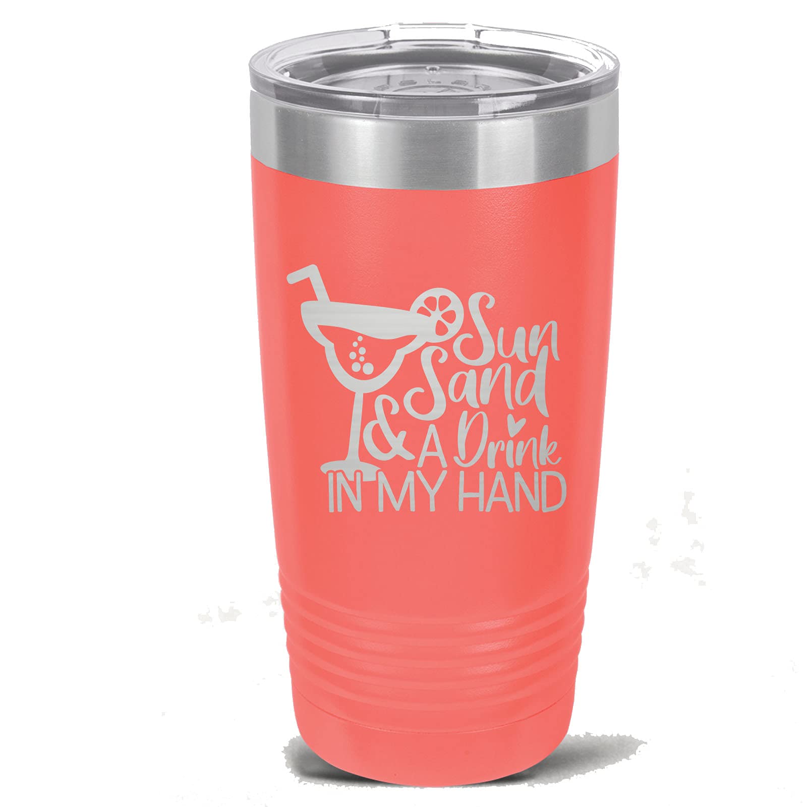 20 oz Stainless Steel Tumbler with Lid - Coral Color Vacuum Insulated Travel Mug for Hot & Cold Drinks - Perfect for Beach, Pool, Office & Outdoor Adventures