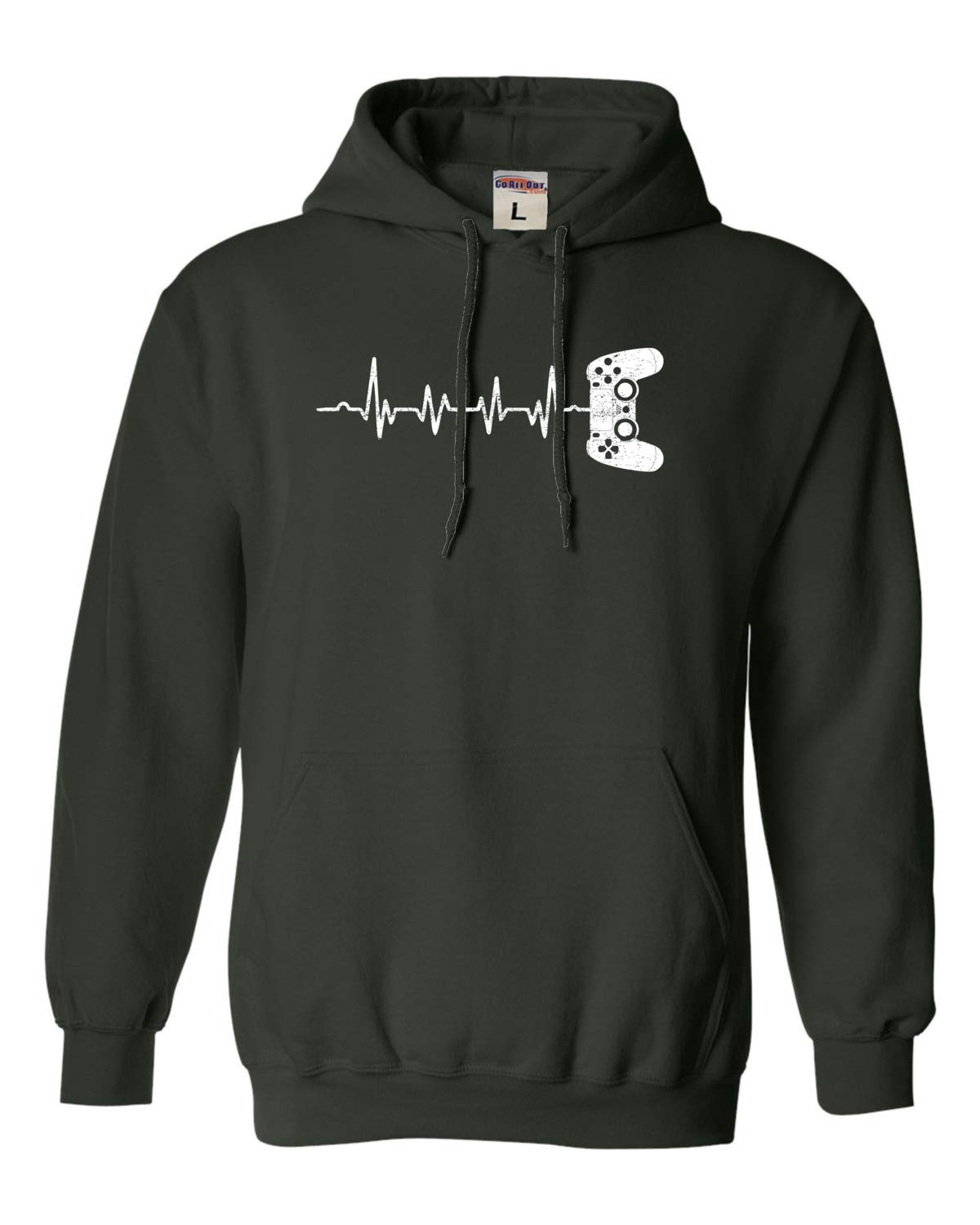 Go All Out Gamer Heartbeat Controller Graphic Hoodie - Unisex Pullover Sweatshirt for Men & Women | Perfect for Gaming, Esports & Casual Wear