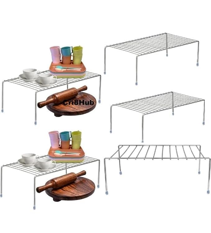 5-Pack Stainless Steel Expandable Dish Rack for Kitchen Cabinets - 12FOR COLLECTION Multi-Purpose Storage Organizer Extends to 580mm with Anti-Rust Nano Coating - Perfect for Small Spaces, Dish Drying, and Kitchen Organization