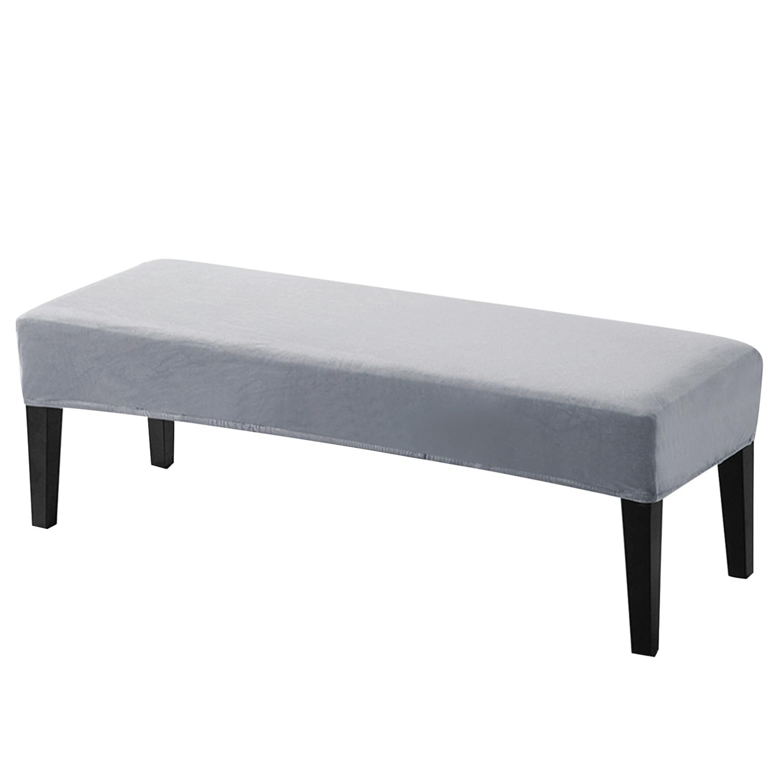 Stretch Washable Velvet Dining Bench Cover - Sliver Gray Rectangle Bench Seat Slipcover for Dining Room, Living Room, Kitchen | Waterproof & Anti-Slip | Perfect for Home Decor, Parties & Daily Use