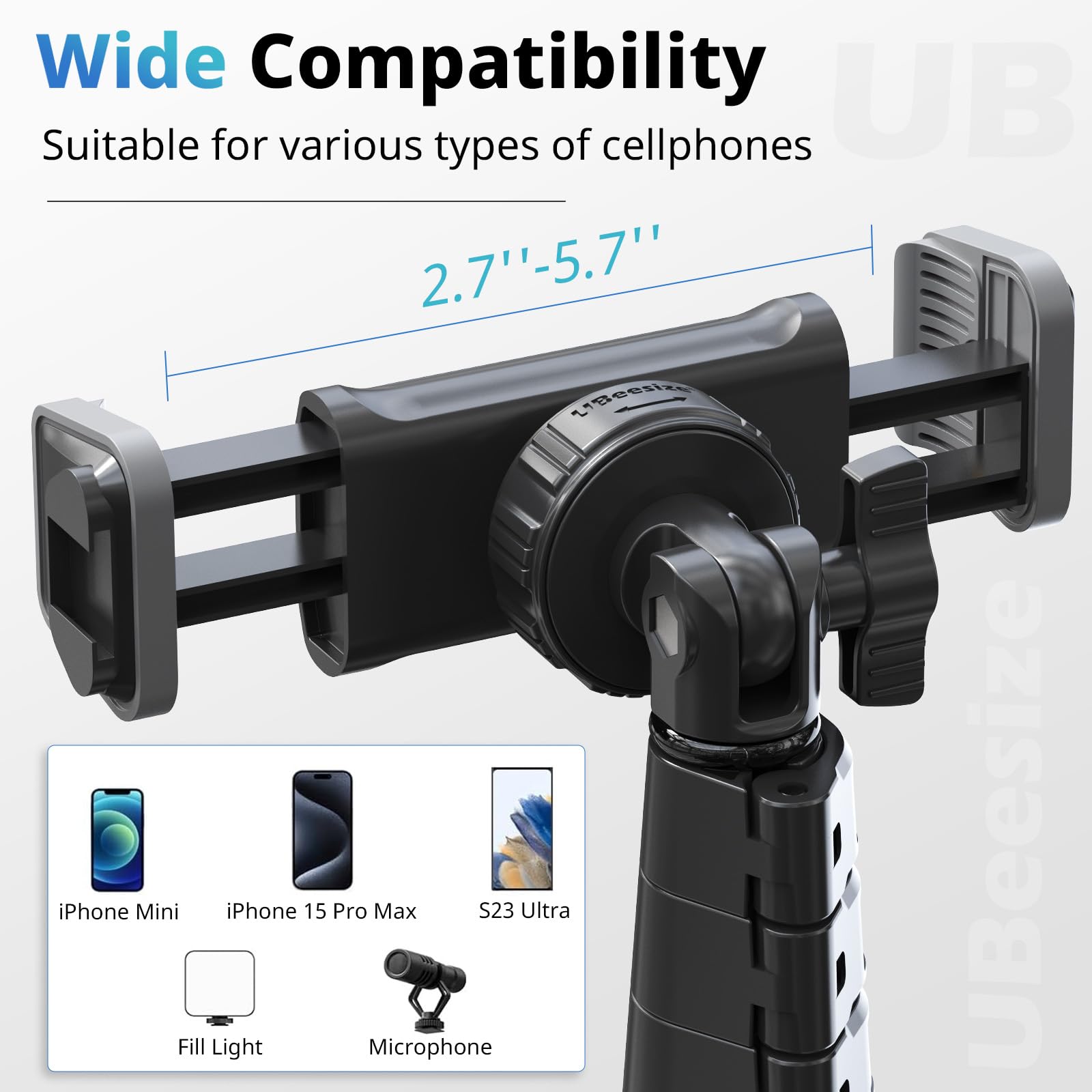 UBeesize 88-Inch Flexible Phone Tripod Stand with 14.95-Inch Adjustable Gooseneck, Wireless Remote & Universal Phone Holder - Overhead Mount for iPhone, Android, Camera (Black) | Perfect for Video Recording, Live Streaming, YouTube Videos & Selfies