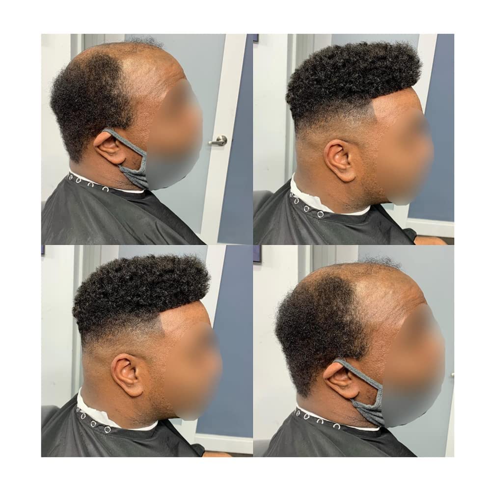 Afro Men's Toupee - 100% Virgin Human Kinky Curly Hair Replacement Unit for Black Men | Full PU Injection Thin Skin Weave (8x10, 1B Off Black, 6mm Wave) | Perfect for Daily Wear, Special Occasions & Hair Loss Solutions