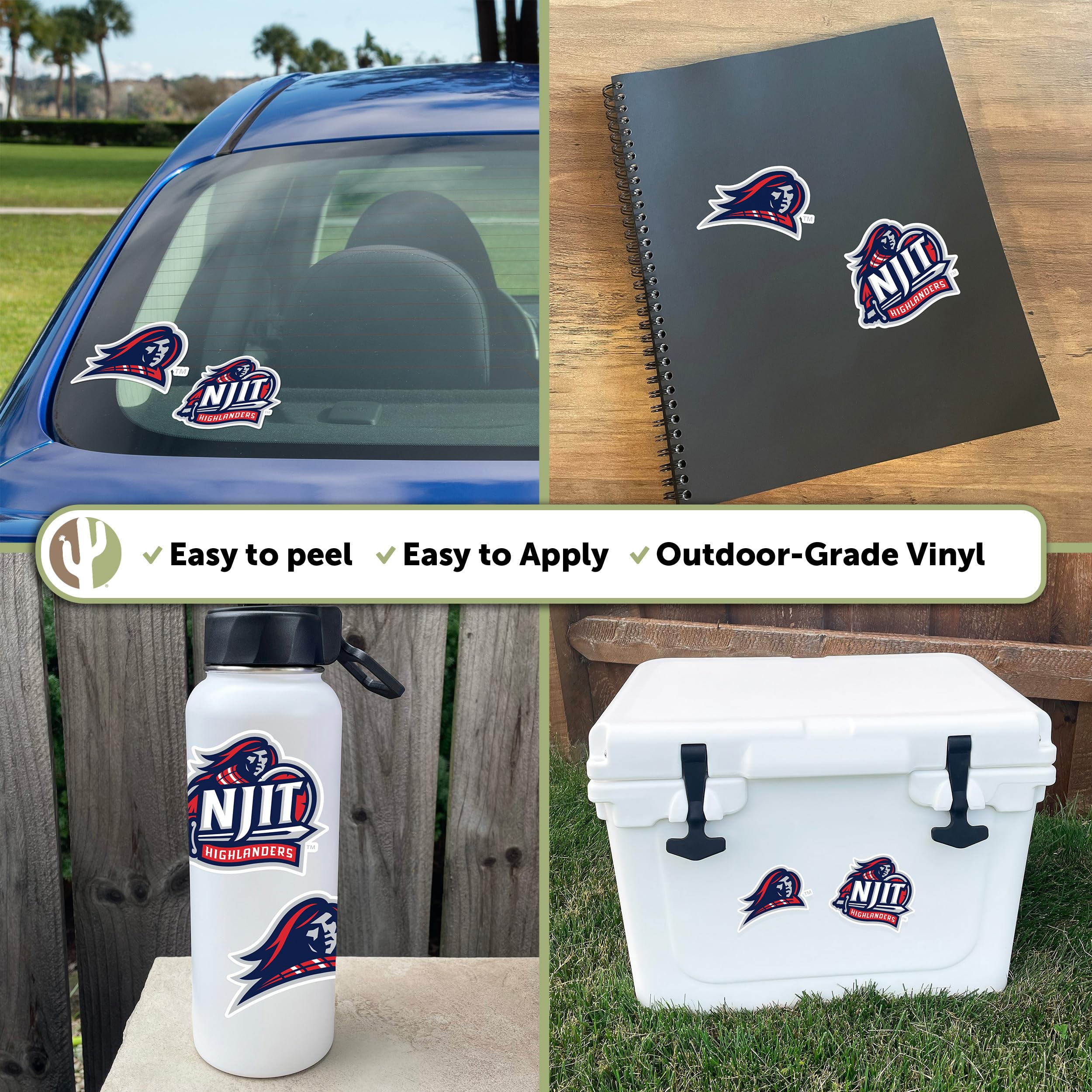 NJIT Highlanders Vinyl Decal Sticker Set - 4 Inch Waterproof Desert Cactus Design for Laptop, Water Bottle, Car & Scrapbook | Perfect for College Students, Alumni & Fans | School Spirit & DIY Crafts