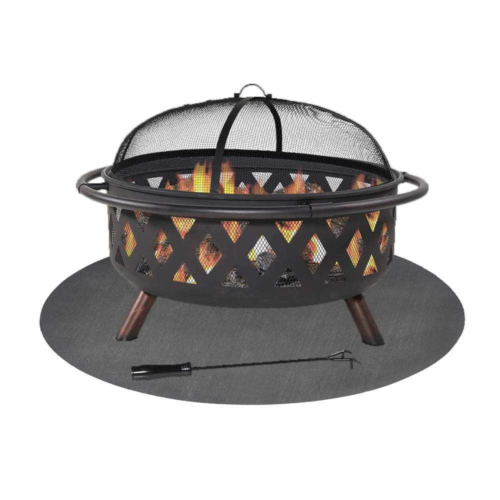 Fireproof Fire Pit Mat for Grill Protection - 48 Inch Heat Resistant Deck and Patio Mat for Outdoor Cooking, Camping, and Backyard BBQs
