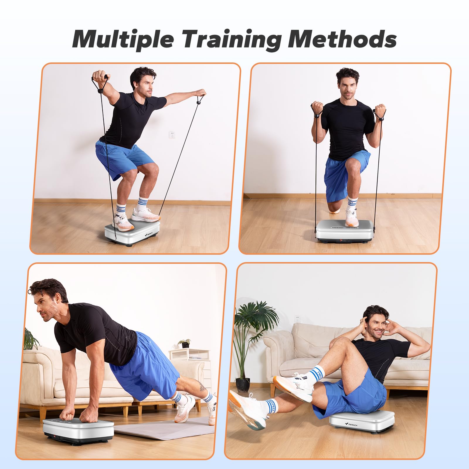 MERACH Vibration Plate Exercise Machine - Whole Body Workout Equipment with 2 Tension Ropes & LED Display for Women & Men - Home Gym Fitness Trainer for Weight Loss, Muscle Toning & Relaxation - Perfect for Small Spaces & Home Workouts
