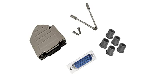 Premium DB15 Male Solder Kit with No Ear Full Profile Metal Hood - High Quality VGA Connector for PC Monitor & Arcade Games (Great for DIY Electronics Repair and Retro Gaming Setup)