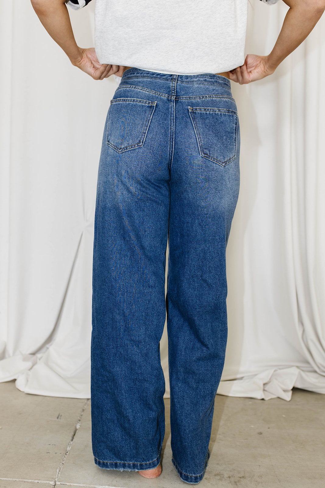 Stylish Baltic Jade Drawstring Wide Leg Jeans for Women - Comfortable High Waist Loose Fit Pants for Casual Outings & Boho Fashion