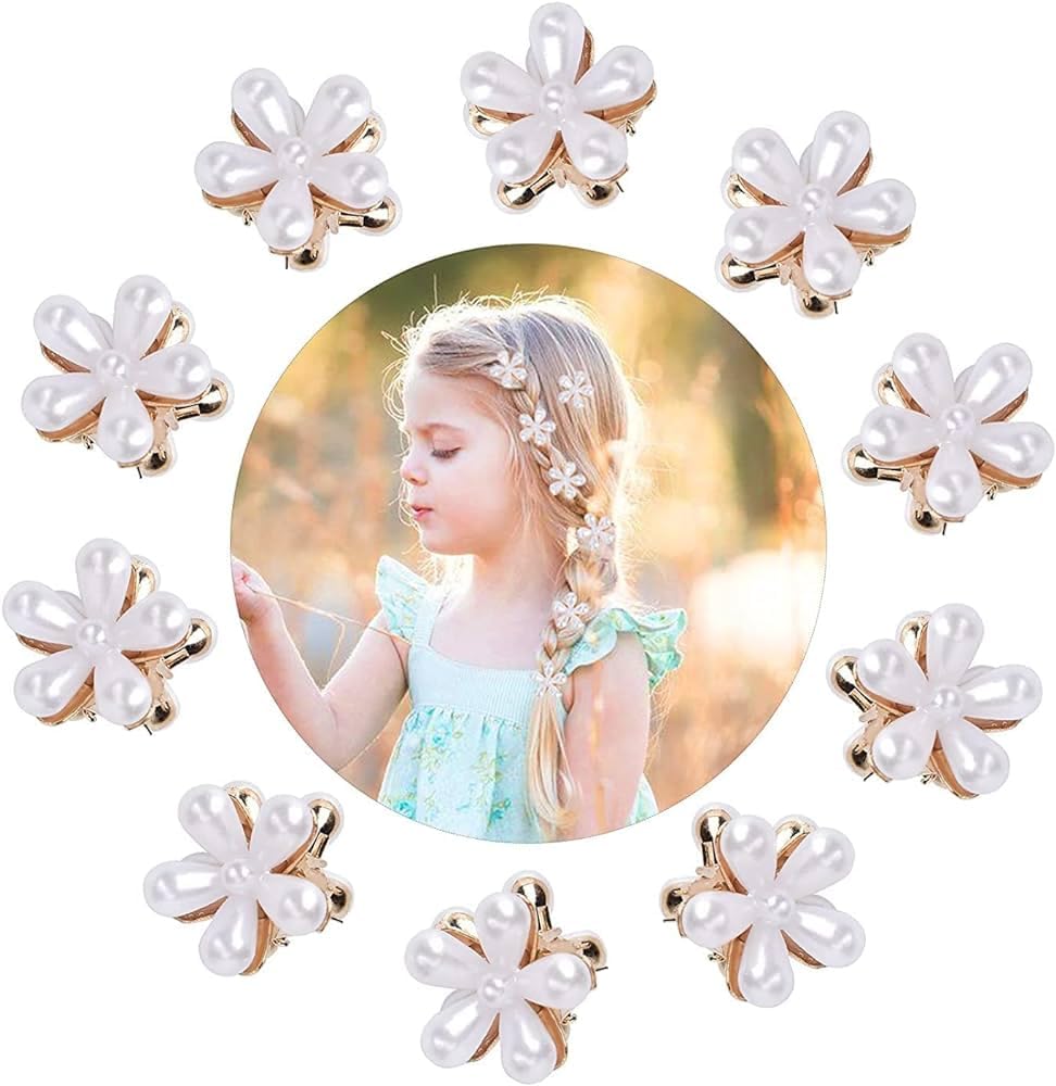 Korean Pearl Barrettes Set - 4 Pcs Crystal Flower Hair Clips for Women, Elegant Hair Accessories for Parties & Weddings
