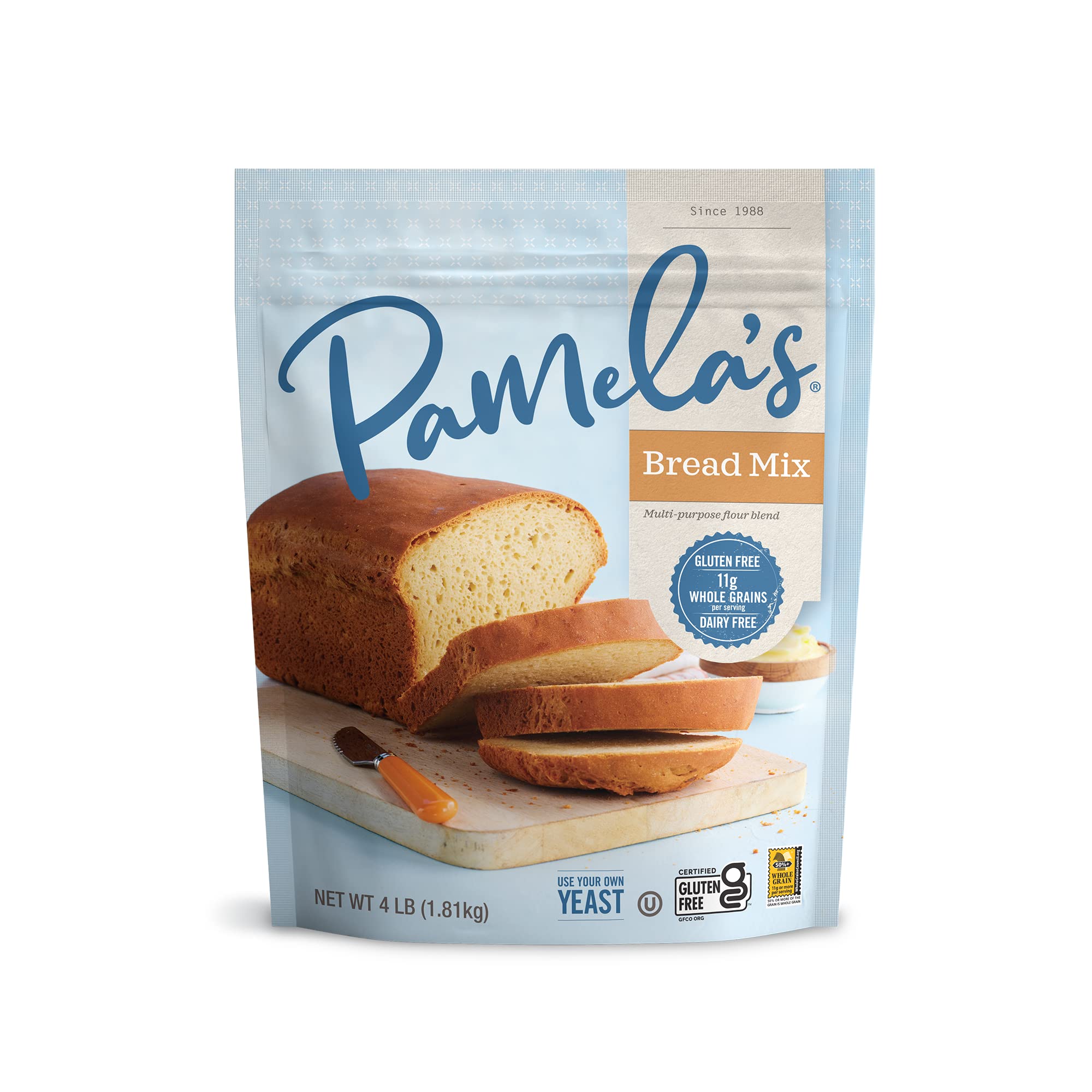 Pamela's Products Gluten Free Bread Mix - 4lb (64oz) All-Purpose Baking Flour for Homemade Bread, Cakes & Cookies | Perfect for Celiac Diet, Vegan & Allergy-Friendly Baking