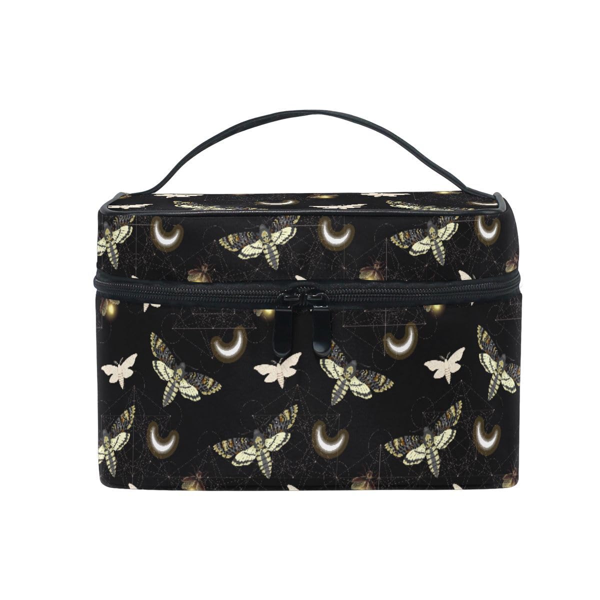 Gothic Moth Makeup Bag for Women - Travel Cosmetic Organizer with Compartments | Perfect for Vanity & On-the-Go