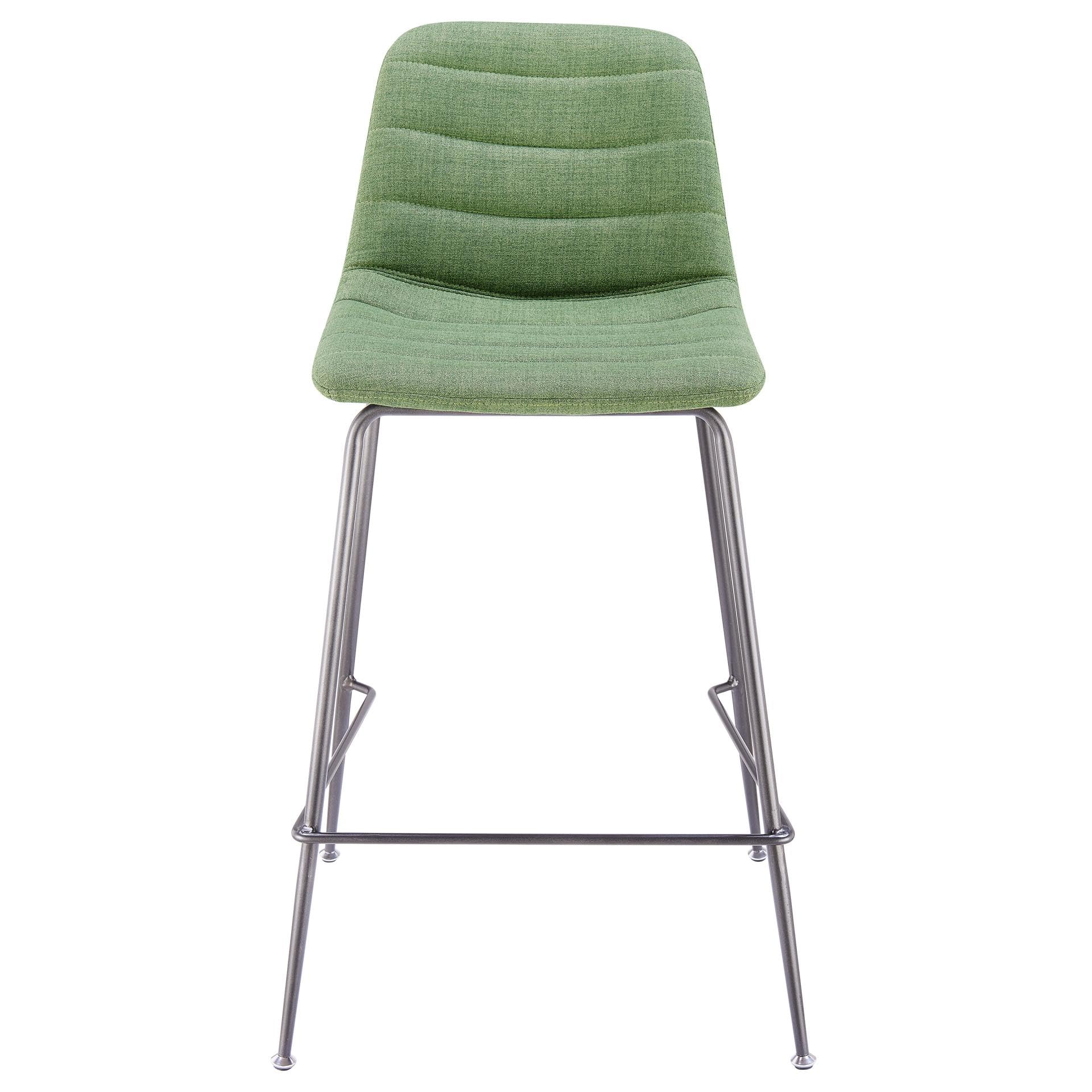 Caleb Fabric Counter Stool - Modern Kitchen Bar Stools with Penta Green Upholstery, Comfortable Swivel Seat for Home, Restaurant & Cafe Use