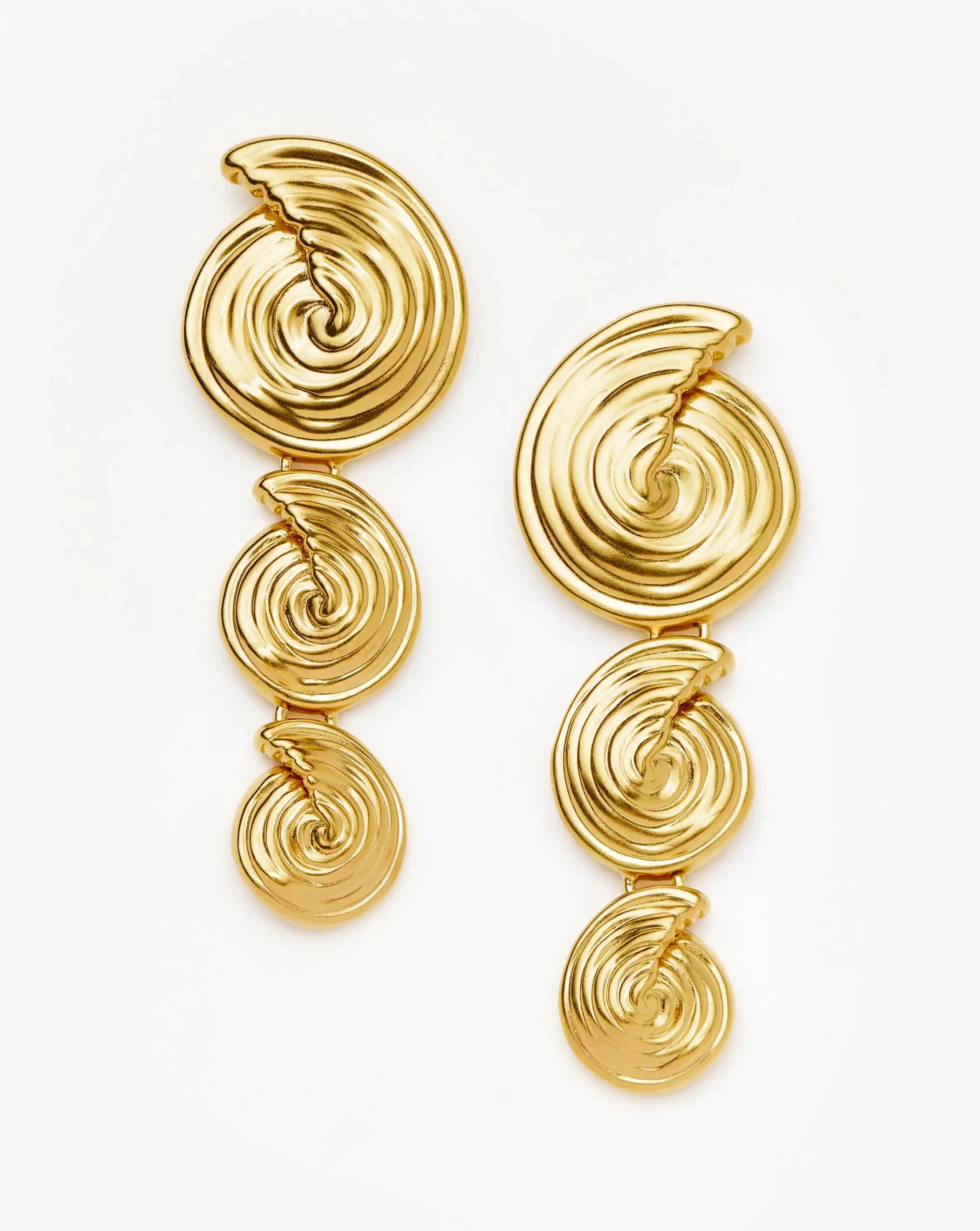 18k Gold Plated Spiral Drop Earrings for Women - Elegant Dangle Hoop Earrings for Party, Wedding & Everyday Wear