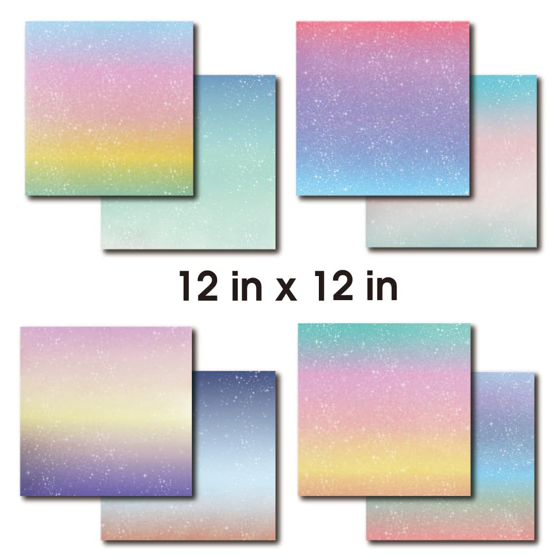 36 Sheets 12x12 Glitter Ombre Cardstock Paper - Pastel Scrapbooking Supplies for Card Making, Journaling, Origami, DIY Crafts - Perfect for Spring Decorations & Scrapbook Albums