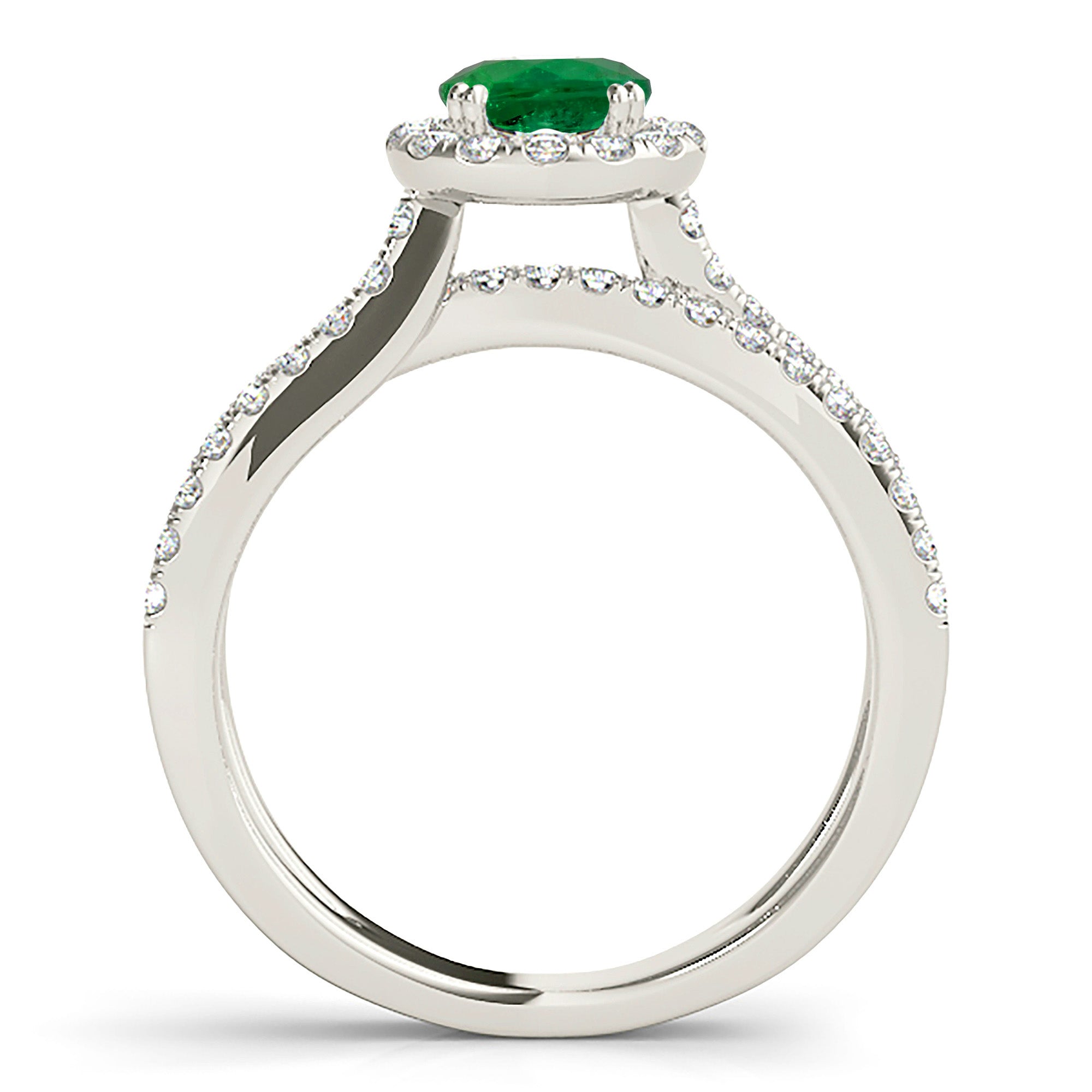 1.15 Carat Genuine Emerald Halo Ring with Wide Split Shank – Elegant Engagement, Anniversary & Gift Jewelry for Women