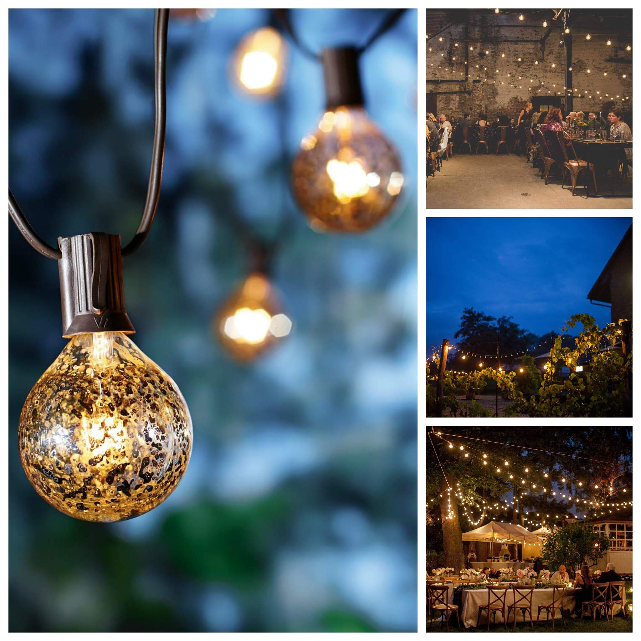 Hometown Evolution Gold Outdoor Patio String Lights - 10 ft with G40 Gold 1.6