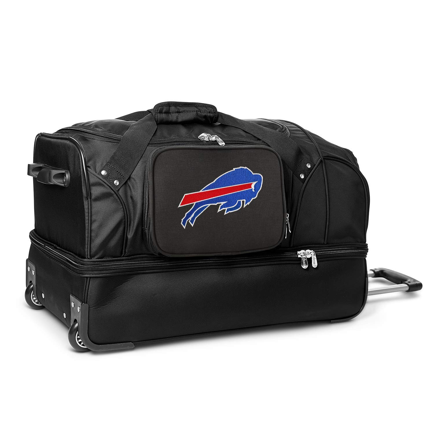 NFL Rolling Duffel Bag with Drop Bottom - Large Wheeled Travel Luggage for Sports Gear, Gym, and Weekend Trips