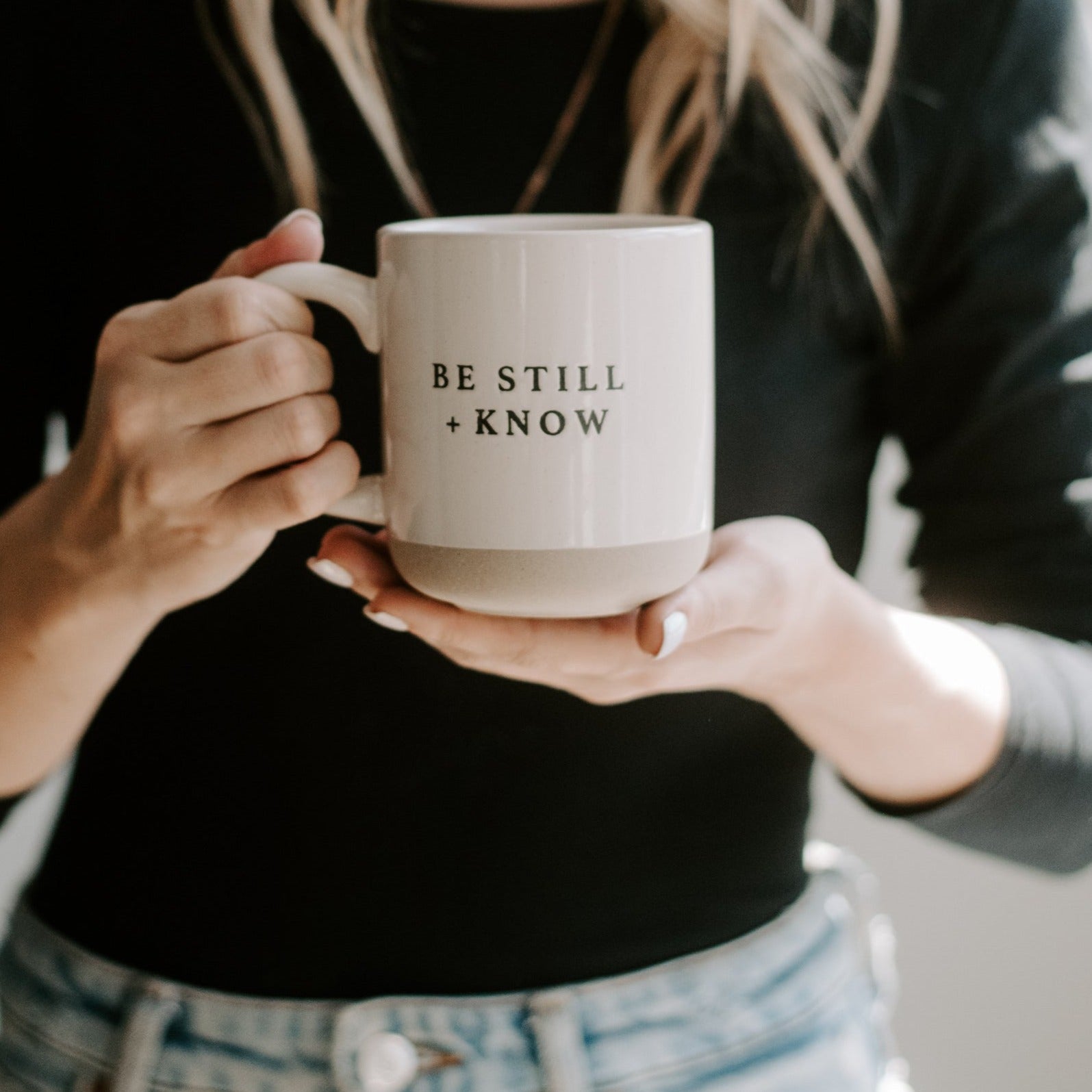 Be Still and Know Stoneware Coffee Mug - Inspirational Bible Verse Ceramic Mug for Hot & Cold Drinks - Perfect for Home, Office, or Gift