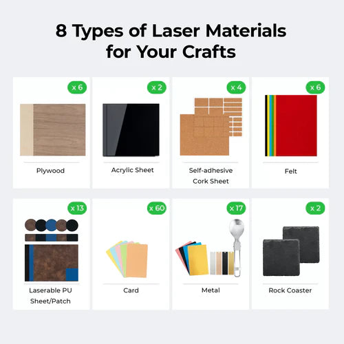 xTool Laser Material Explore Kit - Precision Cutting & Engraving for Wood, Acrylic, Leather | Perfect for DIY Projects, Home Decor & Crafting