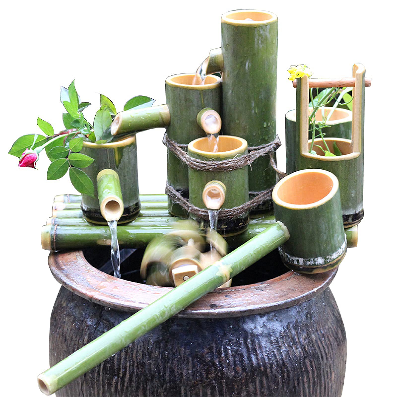 Solar Powered Bamboo Water Fountain - Outdoor Garden Decoration with Pump, No Plug-in Needed - Perfect for Patio, Yard, and Zen Landscape Design