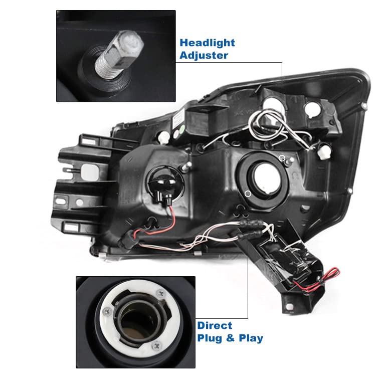 CCFL Halo LED Projector Headlights - Black for Nissan Titan & Armada - High-Performance Lighting for Night Driving & Off-Road Adventures