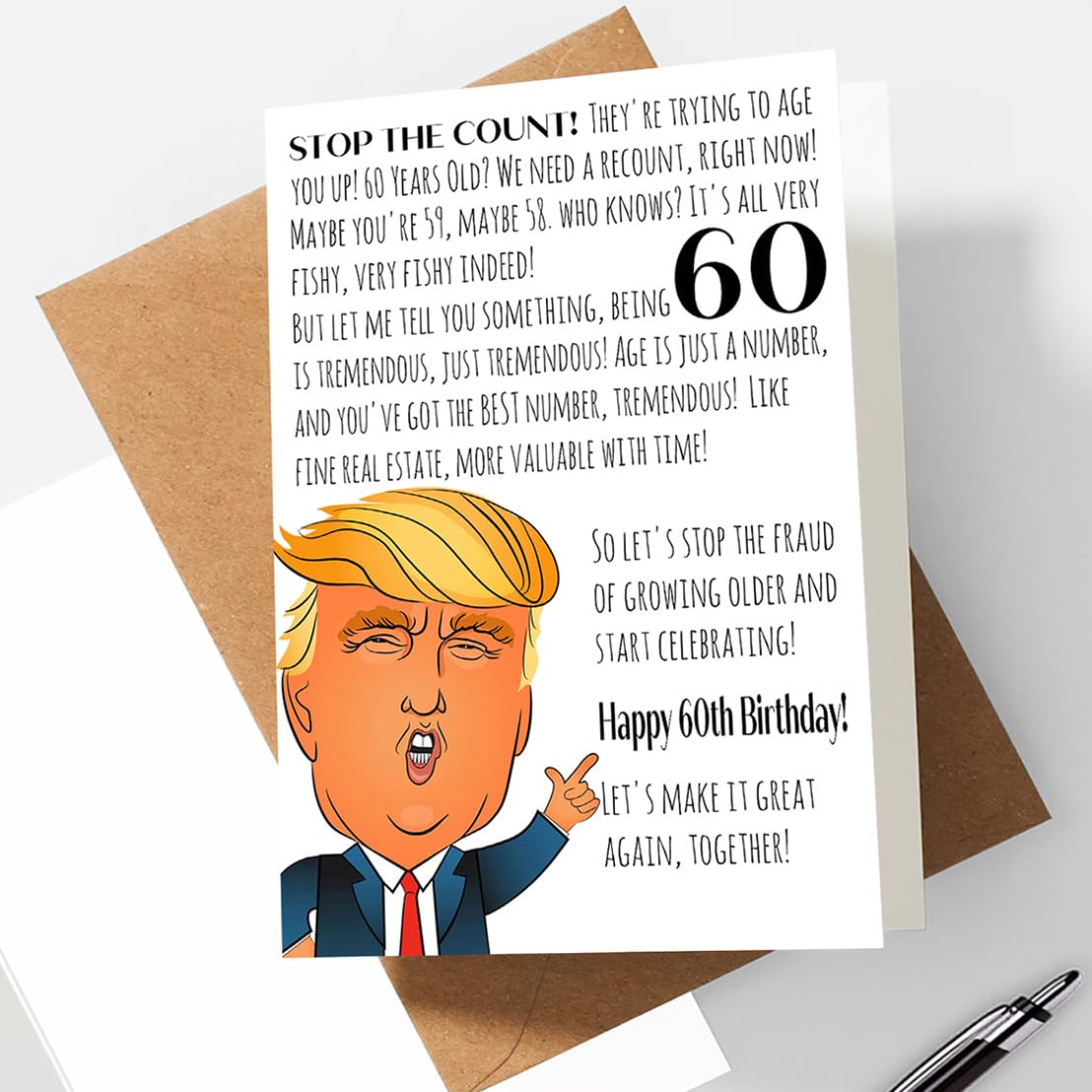 60th Birthday Card for Women & Men - Funny 60 Year Old Birthday Greeting Card with Kraft Envelope (5x7 Inch) - Perfect Retirement Gift & Party Decoration for Him or Her