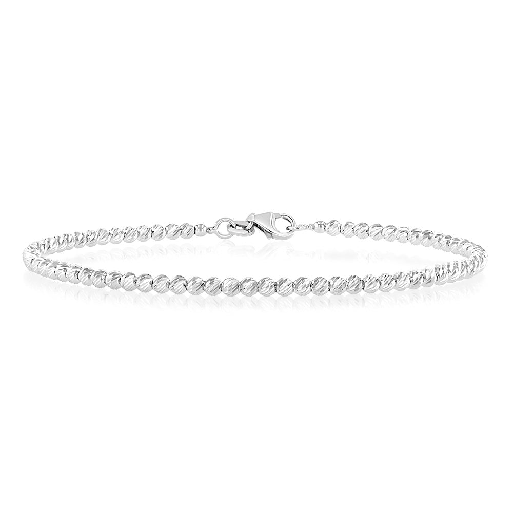 9ct White Gold Fancy 50mm X 60mm Bangle Bracelet for Women - Elegant Jewelry Gift for Anniversary, Wedding & Special Occasions