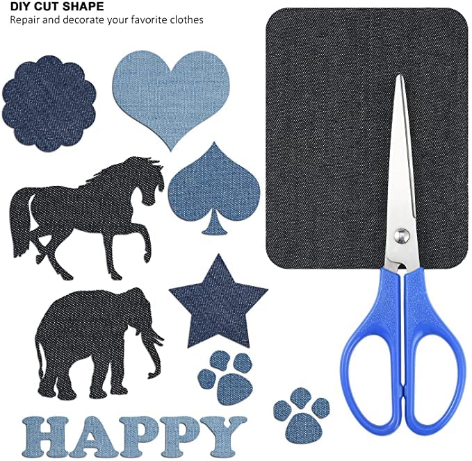 Iron On Patches for Clothing Repair - 20 Pack Light Blue Cotton Embroidered Patches - DIY Sewing & Fabric Repair Kit for Jeans, Jackets, Bags - Perfect for Customizing & Decorating Clothes, Accessories