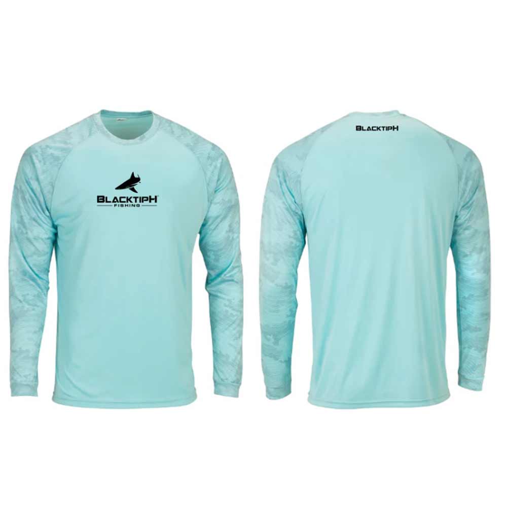 Blacktiph OG Aqua Blue Long Sleeve Performance Shirt - Moisture Wicking Fishing & Outdoor Activewear for Men