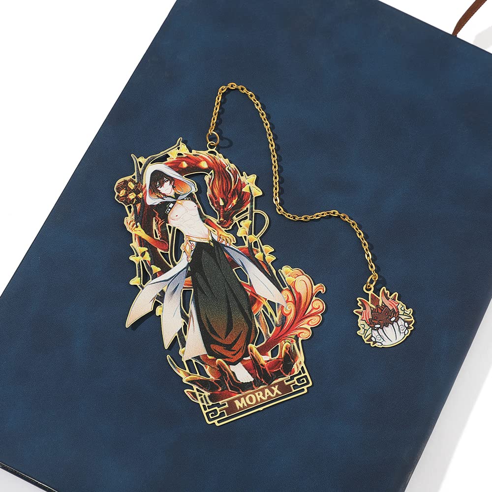 Zhongli Metal Bookmark - Classic Anime Figure Bookmark for Genshin Impact Fans, Perfect Gift for Readers, Friends, Teachers, and Office Use