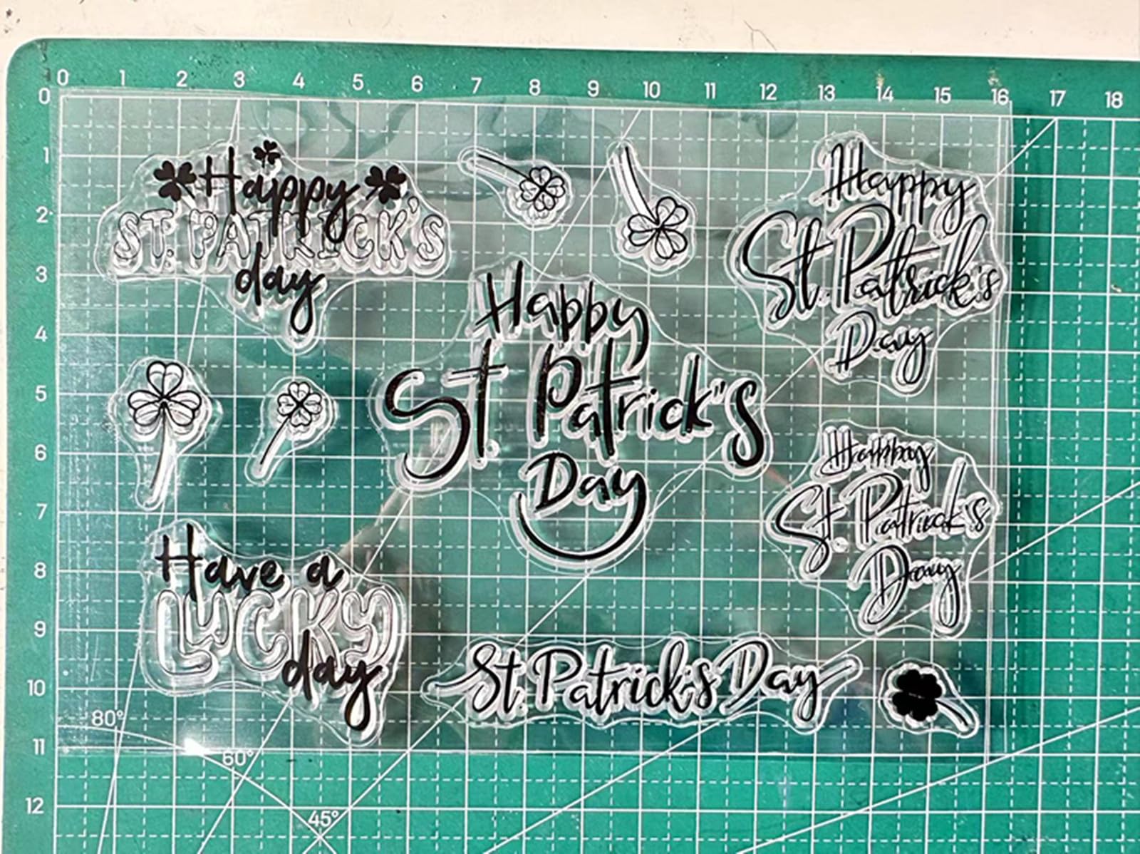 Arbuya St. Patrick's Day Clear Stamps Set - Lucky Clover & Phrase Rubber Stamps for Card Making, Scrapbooking, Journaling DIY - Perfect for Greeting Cards, Gift Wrapping & Holiday Crafts
