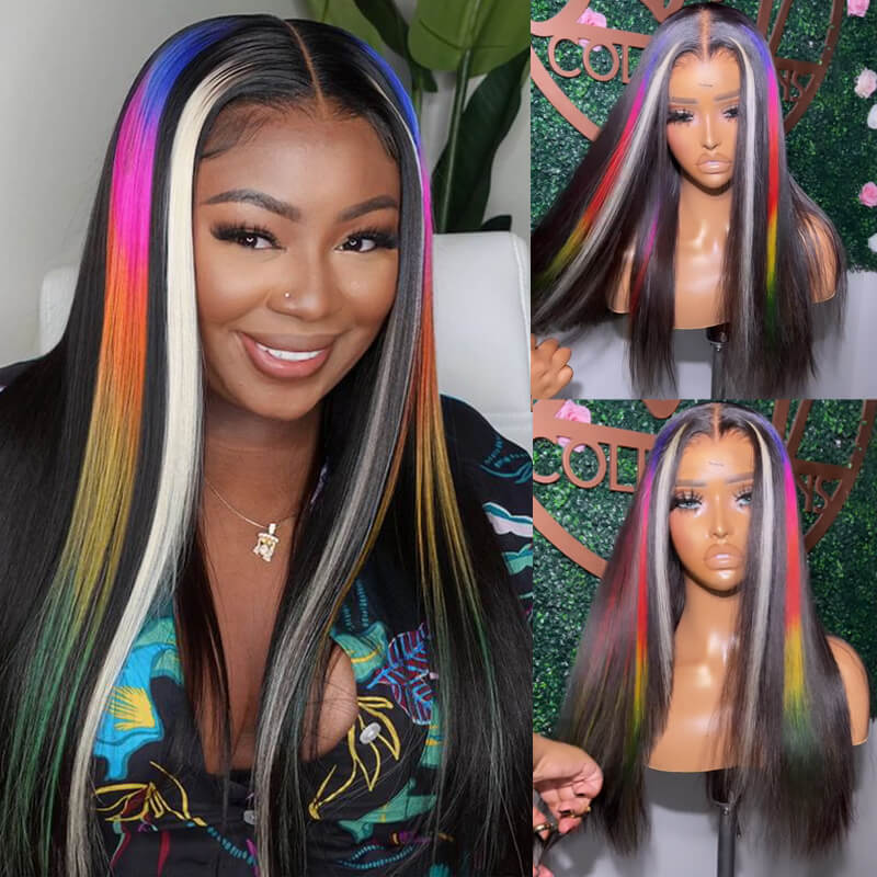 1B Straight with Multi Colors Platinum Highlight