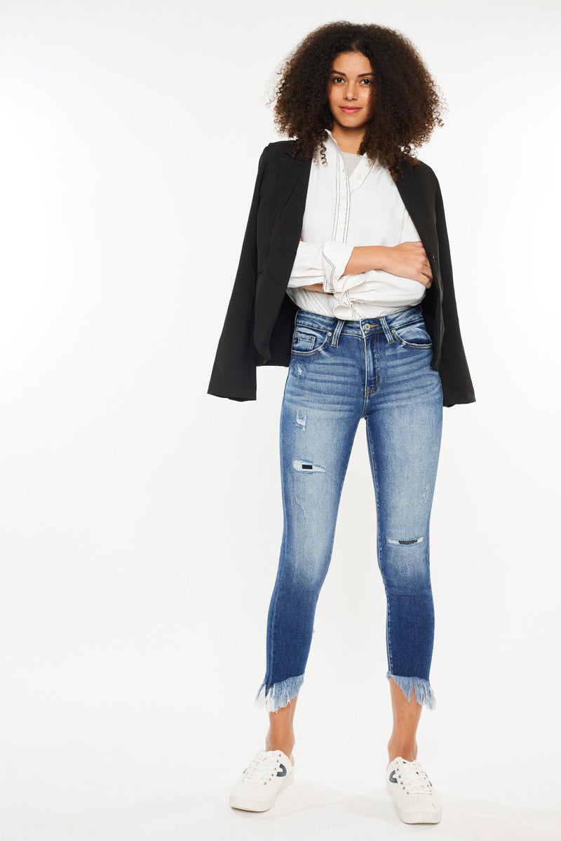 Azaria Women's High Rise Cropped Skinny Jeans - Stretch Denim Pants for Casual Wear & Everyday Outfits