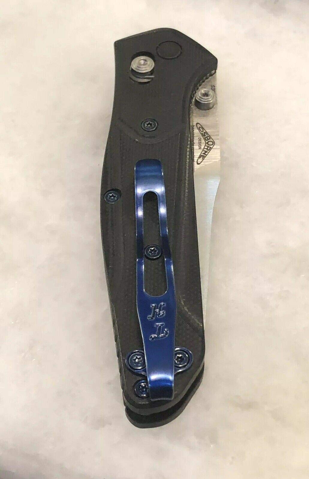 Premium Blue Titanium Deep Pocket Clip & Screws Replacement Set for Benchmade Osborne 940-1 Knife - Perfect for EDC, Outdoor Adventures & Tactical Use