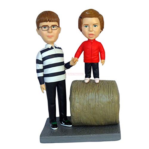 Custom Bobblehead Dolls - Personalized Dad and Daughter Clay Statue, Anniversary Souvenir Gift - Perfect for Couples, Family Keepsakes, and Special Occasions