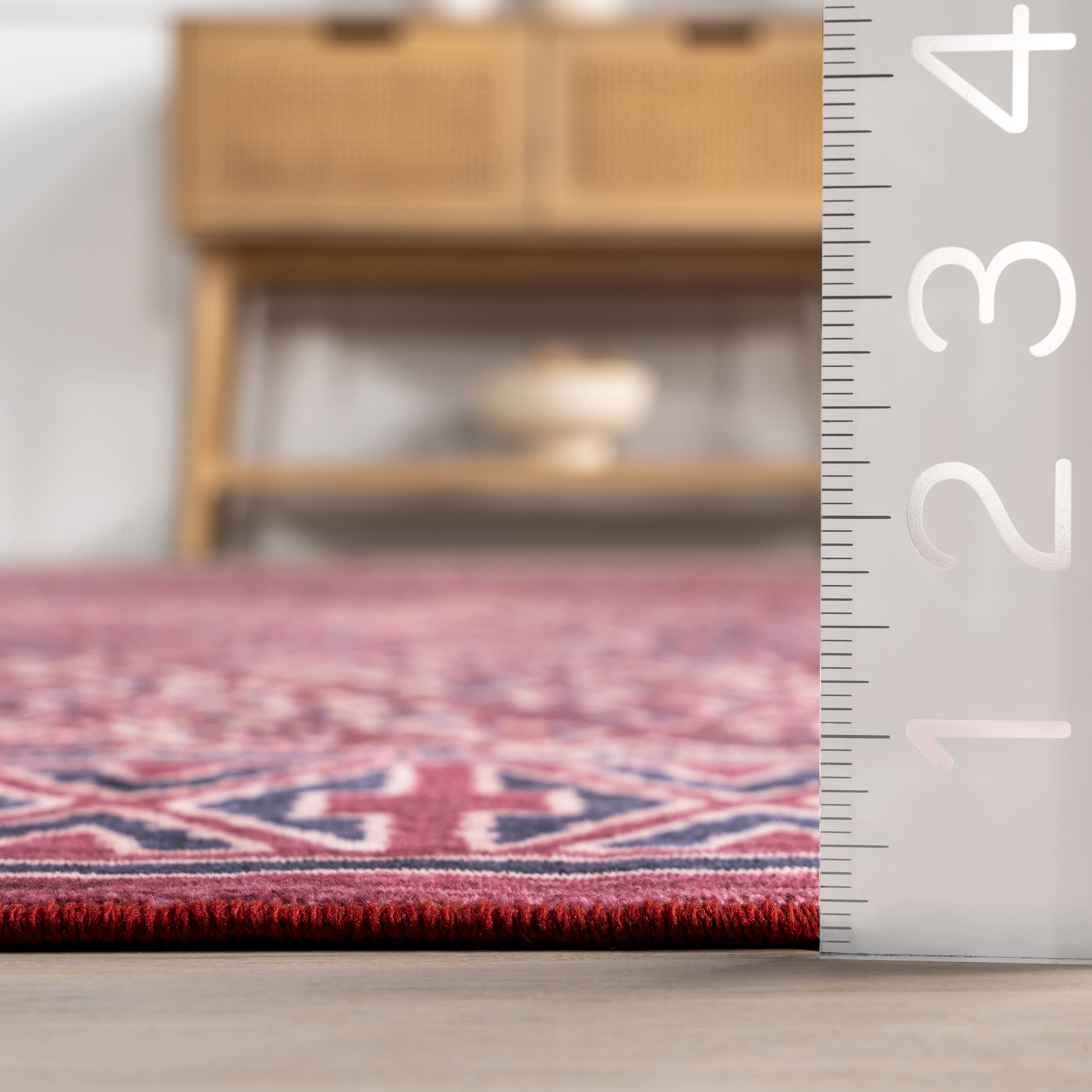 Bagmati Washable Rug - Soft & Durable Pink Area Rug for Living Room, Bedroom, or Nursery | Machine Washable & Stain Resistant
