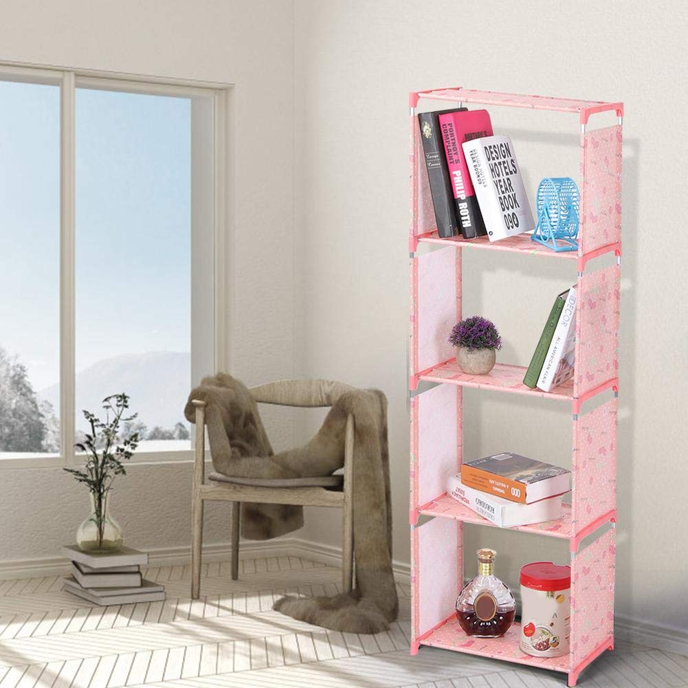 EBTOOLS Standing Bookcase - 5-Tier Bookshelf Storage Organizer for Home Office, DIY Wooden Cabinet Shelf (Lucky Cherry Finish) - Perfect for Living Room, Bedroom & Study Organization