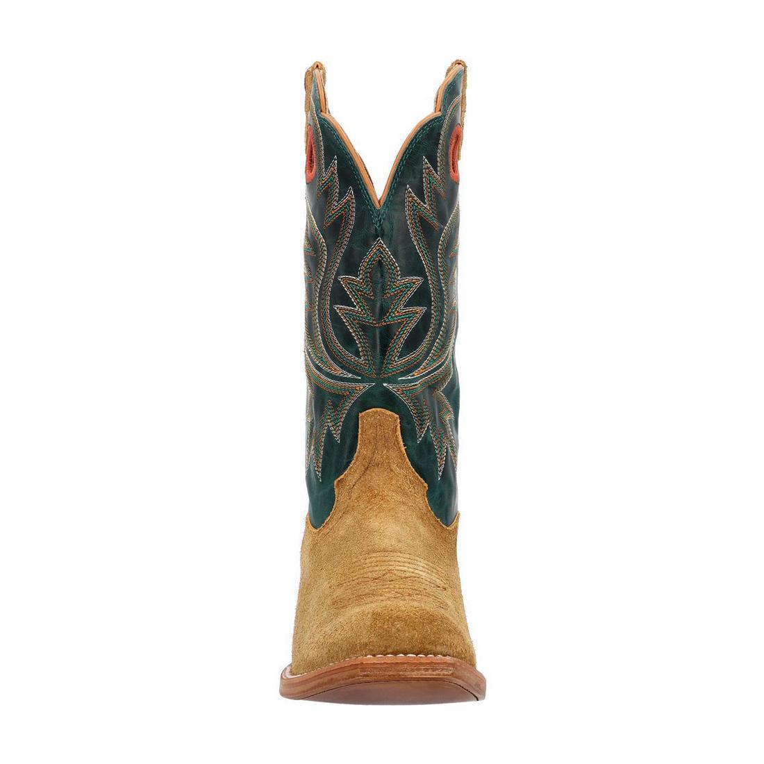 PRCA Roughout Western Boots for Men - Goldenrod & Deep Teal Cowboy Boots - Perfect for Rodeo, Horse Riding & Country Fashion
