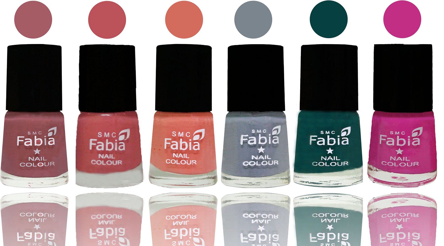 SMC Fabia Shine Bright Glossy Nail Polish Combo Set - 6 Vibrant Colors (02794) | Long-Lasting & Chip-Resistant Formula for Manicures, Pedicures & Nail Art | Perfect for Parties, Weddings & Everyday Wear