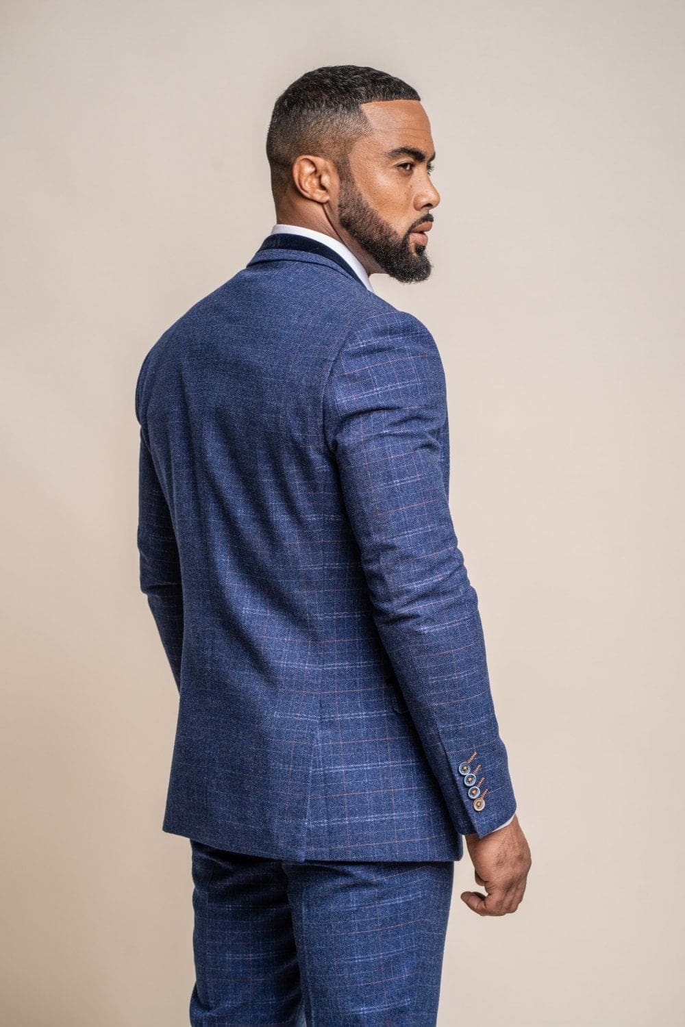 Cavani Kaiser Men's Blue Tweed 3 Piece Suit Set - Formal Business Wedding & Special Occasion Outfit for Groom, Office & Events